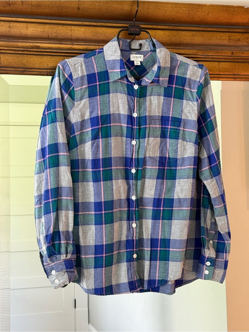 J. Crew Women’s Blue & Green Plaid Button-Up Shirt